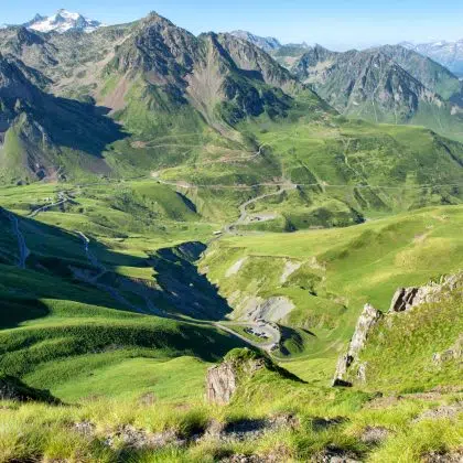 panorama of Col du Tourmalet in pyrenees mountains